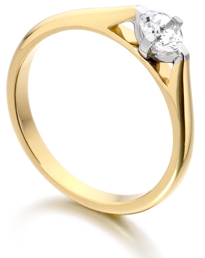 Round Four Claw Yellow Gold Engagement Ring ICD185YG Image 2